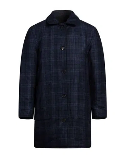 Isaia Man Coat Midnight Blue Size 50 Wool, Polyamide