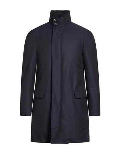 Isaia Man Coat Navy Size 46 Wool, Polyamide In Blue
