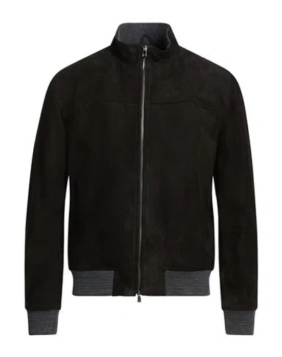 Isaia Man Jacket Black Size 44 Lambskin