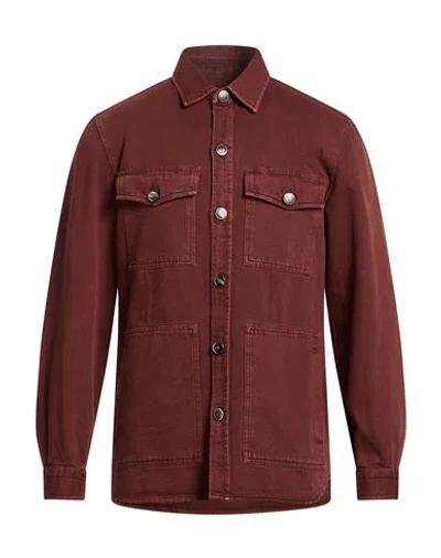 Isaia Man Jacket Burgundy Size Xxl Cotton In Red
