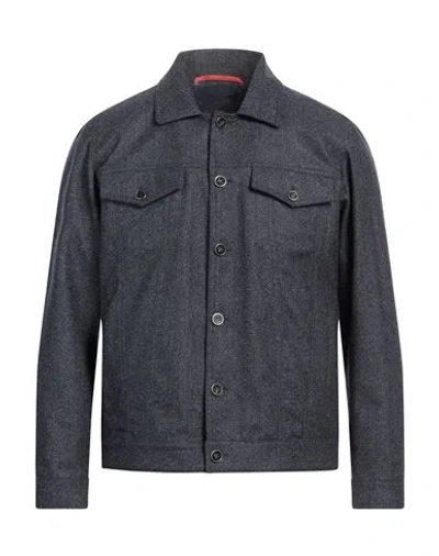 Isaia Man Jacket Midnight Blue Size 42 Cashmere