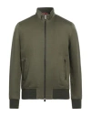 Isaia Man Jacket Military Green Size 42 Linen, Silk, Cashmere In Green