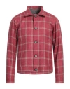 Isaia Man Jacket Red Size 44 Silk, Cotton, Cashmere In Red