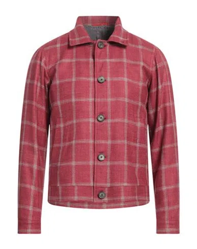 Isaia Man Jacket Red Size 44 Silk, Cotton, Cashmere