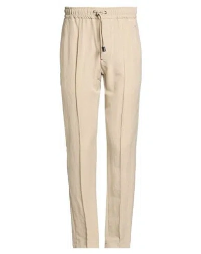 Isaia Man Pants Beige Size 36 Wool, Linen In Neutral