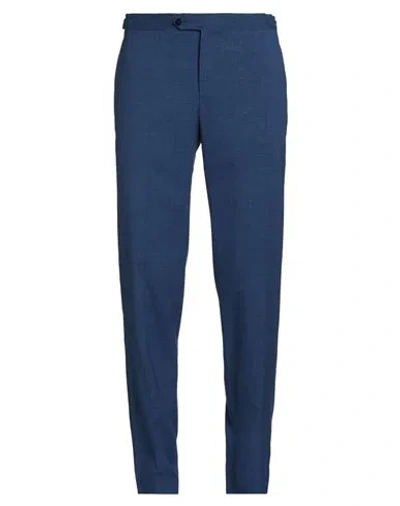 Isaia Man Pants Blue Size 40 Wool, Silk, Linen, Elastane