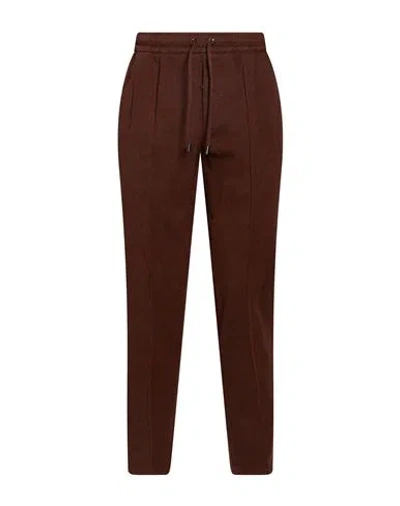 Isaia Man Pants Brick Size 30 Cotton, Elastane In Brown
