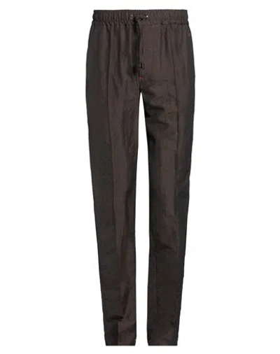 Isaia Man Pants Brown Size 38 Wool, Linen