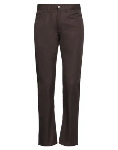Isaia Man Pants Chocolate Brown Size 40 Cotton