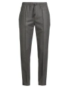 Isaia Man Pants Chocolate Brown Size 40 Wool In Gray