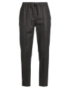 Isaia Man Pants Dark Brown Size 44 Wool In Black