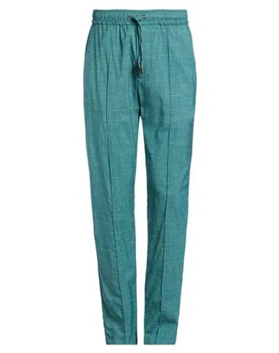 Isaia Man Pants Green Size 38 Wool, Silk, Linen, Elastane