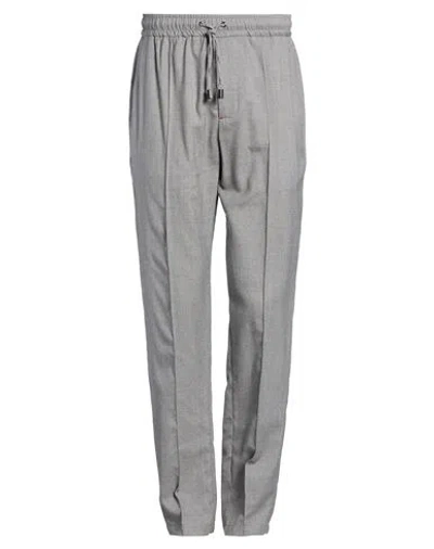 Isaia Man Pants Grey Size 38 Wool In Gray