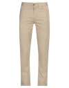 Isaia Man Pants Khaki Size 38 Cotton In Beige