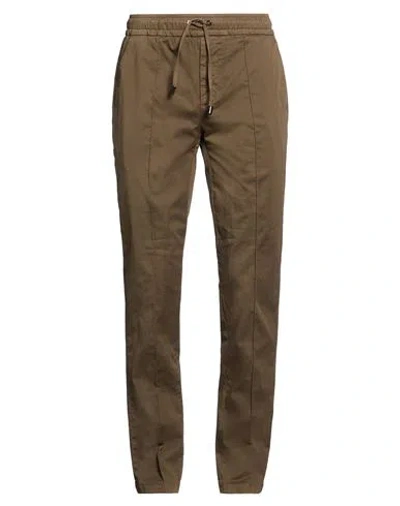 Isaia Man Pants Military Green Size 40 Cotton, Elastane