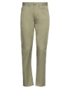 Isaia Man Pants Military Green Size 42 Cotton, Silk In Green