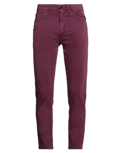 Isaia Man Pants Plum Size 38 Cotton, Cashmere, Elastane In Purple