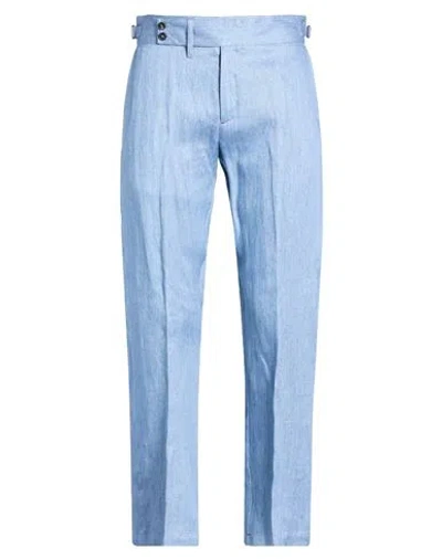 Isaia Man Pants Sky Blue Size 38 Linen