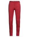 Isaia Man Pants Tomato Red Size 38 Cotton, Elastane In Tomato Red
