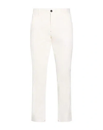ISAIA ISAIA MAN PANTS WHITE SIZE 36 COTTON, ELASTANE