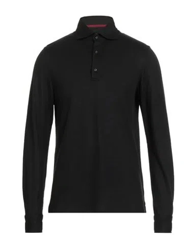 Isaia Man Polo Shirt Black Size Xxl Wool