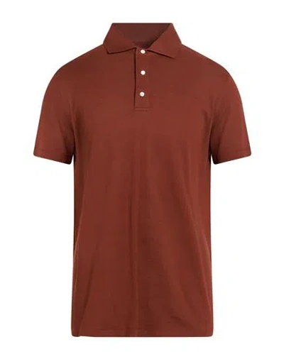 Isaia Man Polo Shirt Brown Size Xl Cotton