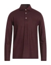 Isaia Man Polo Shirt Burgundy Size Xl Wool In Red