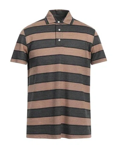 Isaia Man Polo Shirt Camel Size Xl Wool In Beige