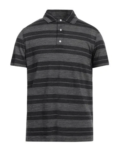 Isaia Man Polo Shirt Charcoal Size Xl Cotton In Grey