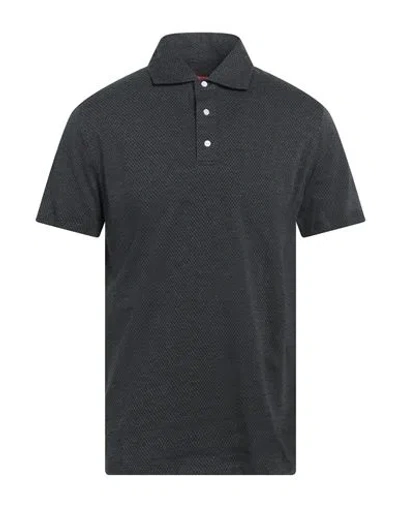 Isaia Man Polo Shirt Charcoal Size Xxl Cotton In Grey