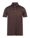Isaia Man Polo Shirt Chocolate Brown Size 3xl Cotton