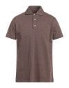 Isaia Man Polo Shirt Chocolate Brown Size 3xl Cotton In Brown