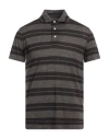Isaia Man Polo Shirt Charcoal Size Xl Cotton In Brown