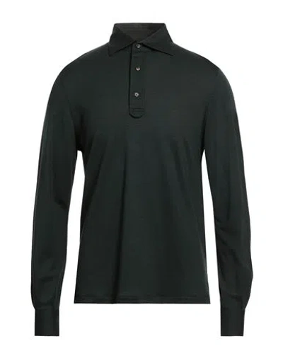 Isaia Man Polo Shirt Dark Green Size 3xl Wool