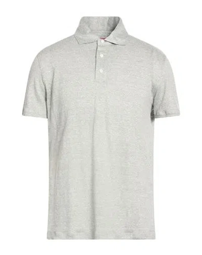 Isaia Man Polo Shirt Grey Size Xl Linen In Gray