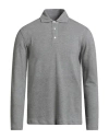 Isaia Man Polo Shirt Grey Size Xl Wool In Gray