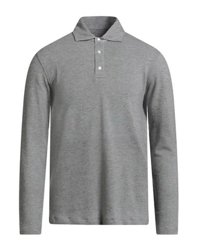 ISAIA ISAIA MAN POLO SHIRT GREY SIZE XXL COTTON, WOOL, CASHMERE