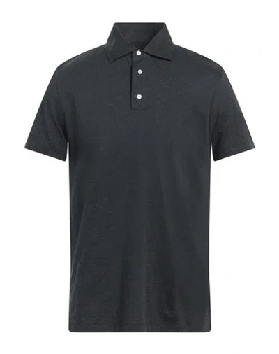 Isaia Man Polo Shirt Lead Size Xl Cotton In Grey