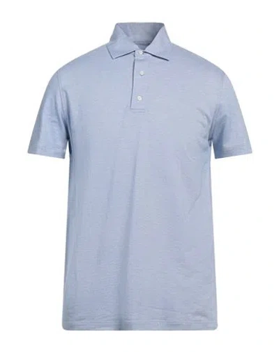 Isaia Man Polo Shirt Light Blue Size Xxl Cotton