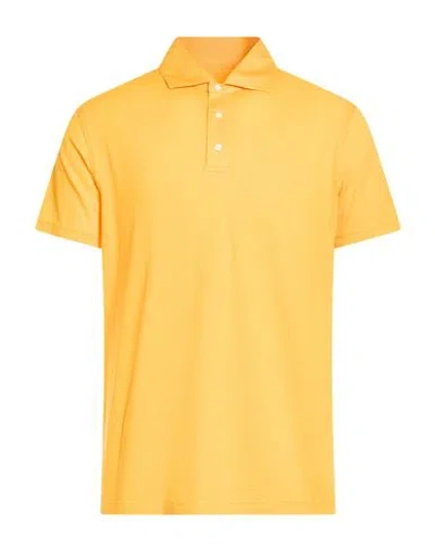 Isaia Man Polo Shirt Mandarin Size 3xl Cotton In Orange