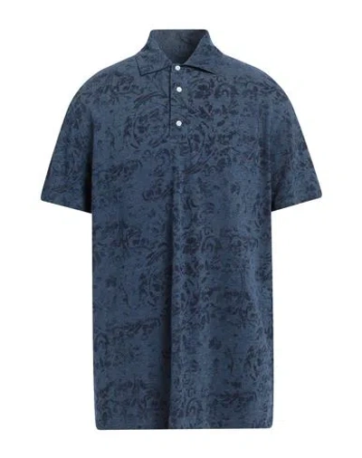 Isaia Man Polo Shirt Midnight Blue Size 3xl Cotton