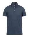 Isaia Man Polo Shirt Midnight Blue Size Xxl Cotton In Blue
