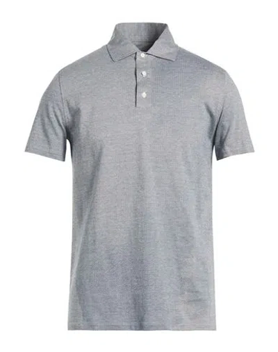 Isaia Man Polo Shirt Navy Size 3xl Cotton In Gray