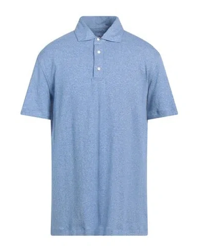 Isaia Man Polo Shirt Sky Blue Size Xxl Cotton