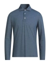 Isaia Man Polo Shirt Slate Blue Size Xxl Wool