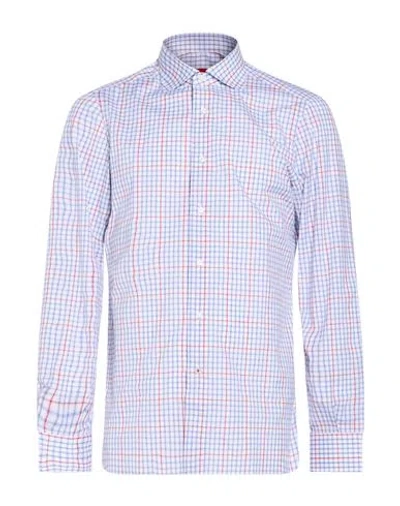Isaia Man Shirt Azure Size 16 ½ Cotton In Multi