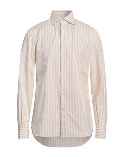Isaia Man Shirt Beige Size 17 ½ Cotton