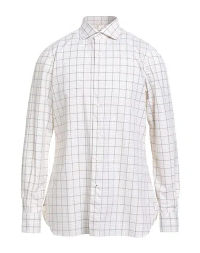 Isaia Man Shirt Beige Size 17 ½ Cotton In White