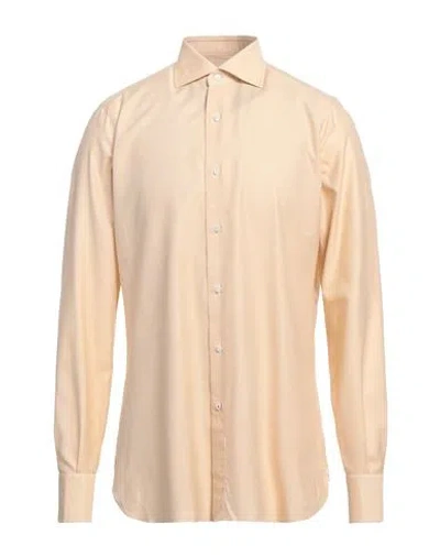 Isaia Man Shirt Beige Size 17 ½ Cotton, Silk