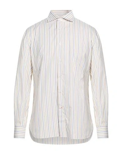 Isaia Man Shirt Beige Size 17 ½ Cotton In White
